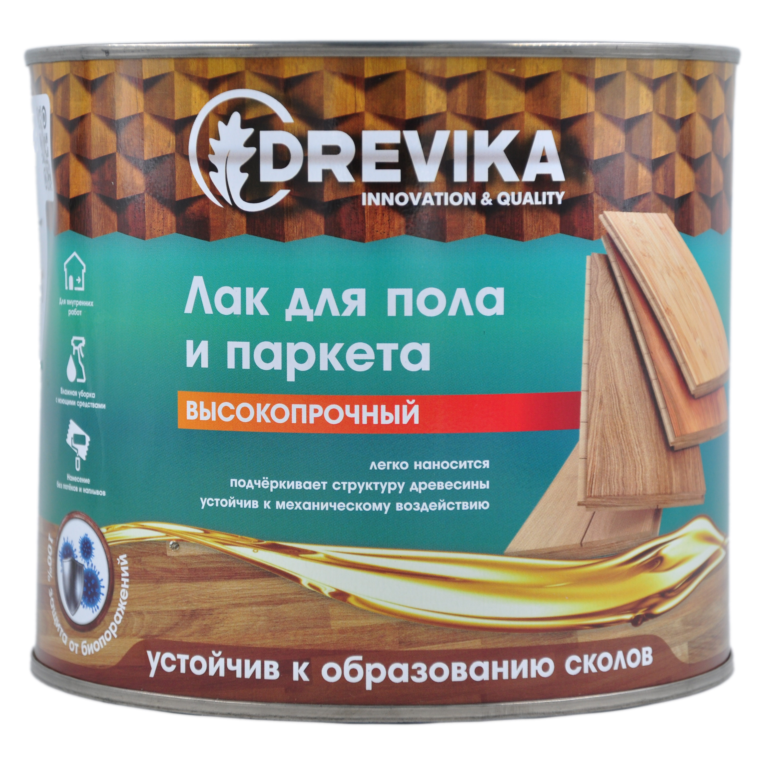Лак для мебели и паркета глянцевый, 1,8 кг DREVIKA 