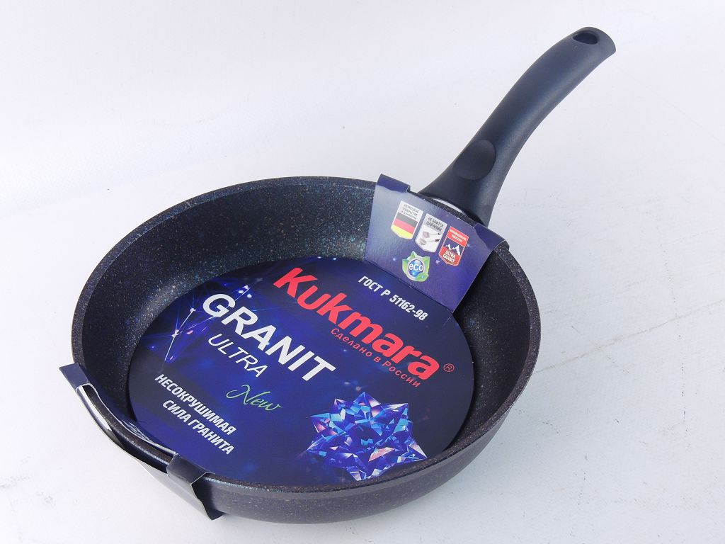 Сковорода алюм. Kukmara "Granit ultra blue", D220мм, ручка пластик, антипригарное покрытие 