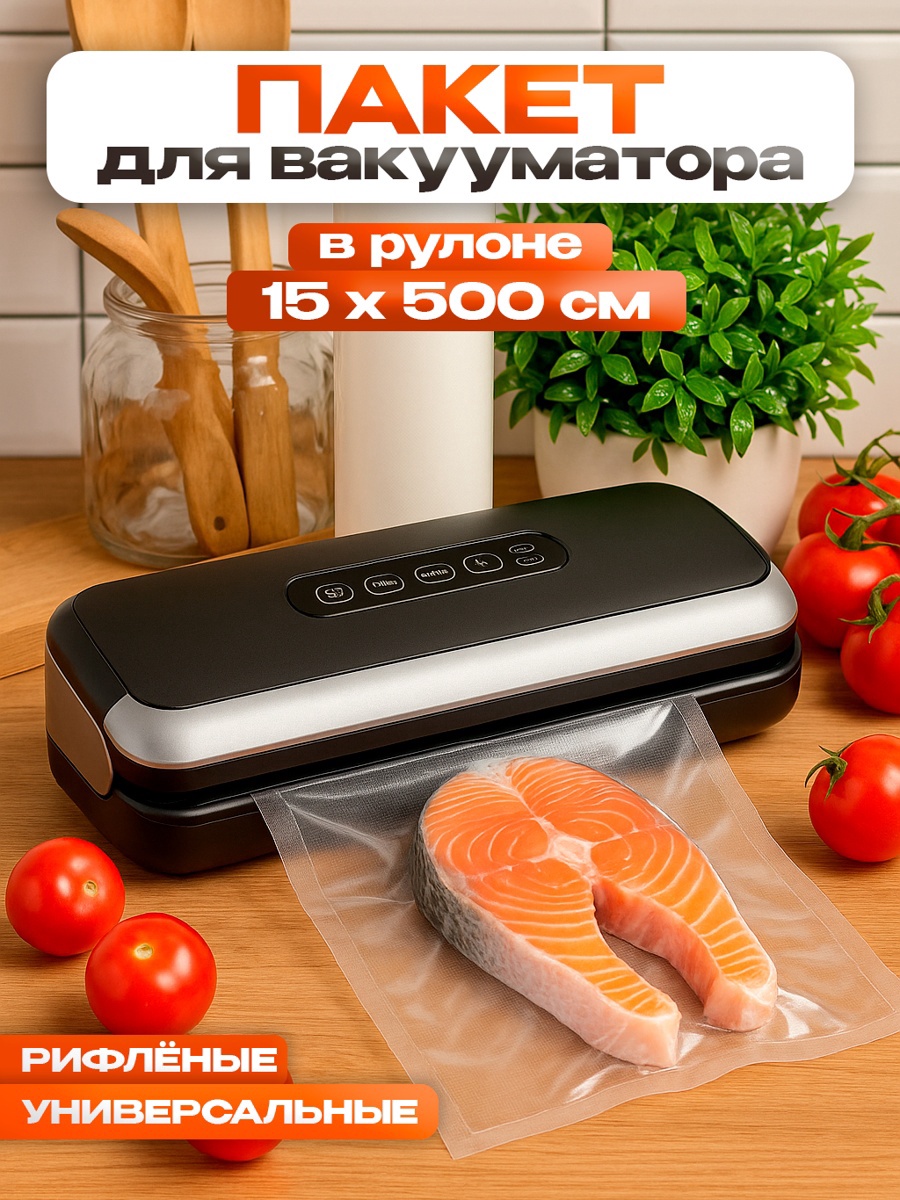 Пакеты для вакууматора Универсальные, В рулоне  15x500 см