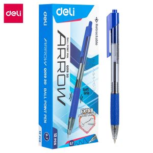Авторучка DELI Arrow EQ01930  0,7мм синяя, прозр.корп., резин. манжета