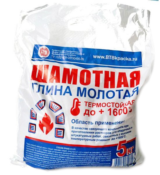 Шамотная глина ВТВ,  5 кг, пакет