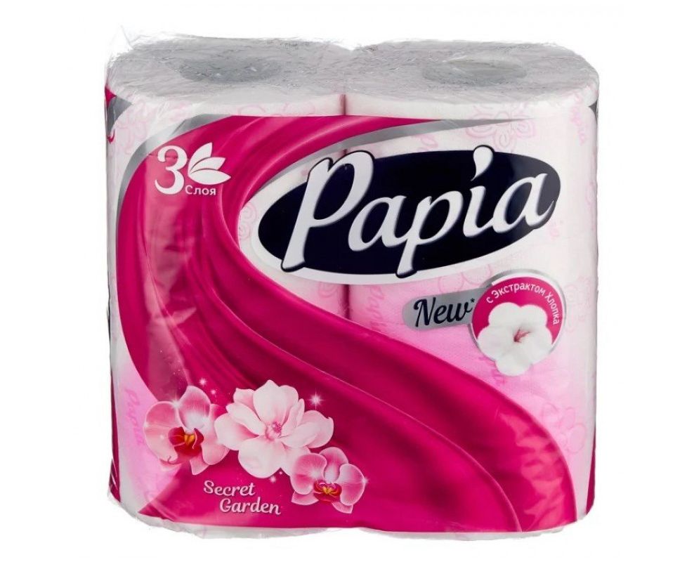 Бумага туалетная Papia  4 рул.3-х.сл Таинственный сад