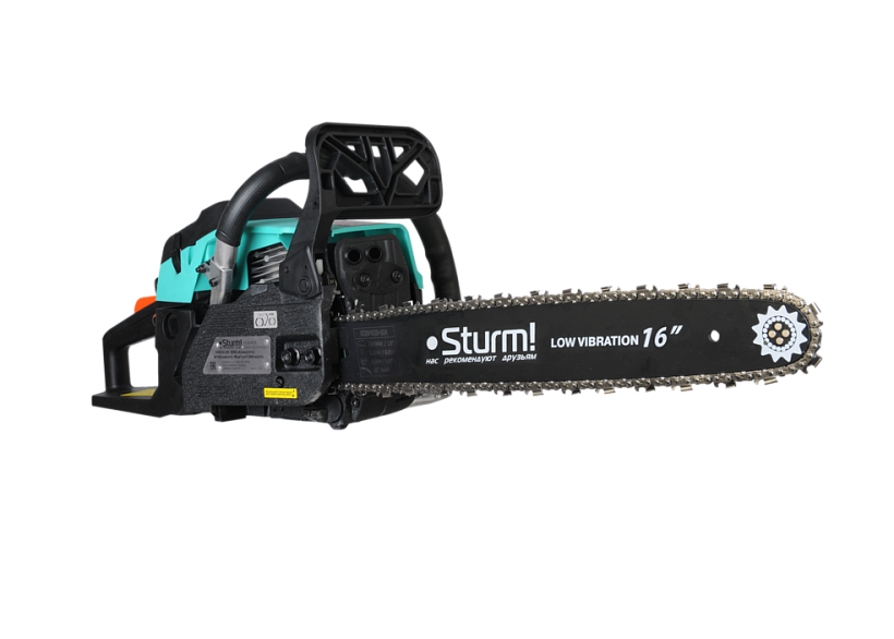 Бензопила Sturm! 2,4 кВт, шина 16", 57 звеньев, шаг цепи 3/8"