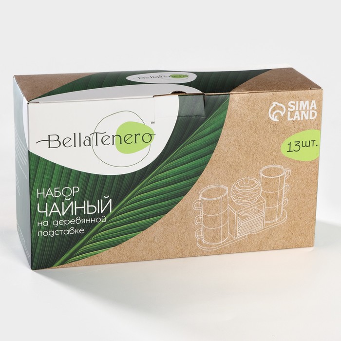 Набор чайный на дерев. подст. 13 пр "Bella Tenero" 6 чашек 150 мл, 6 подст, сахарн. 200 мл 