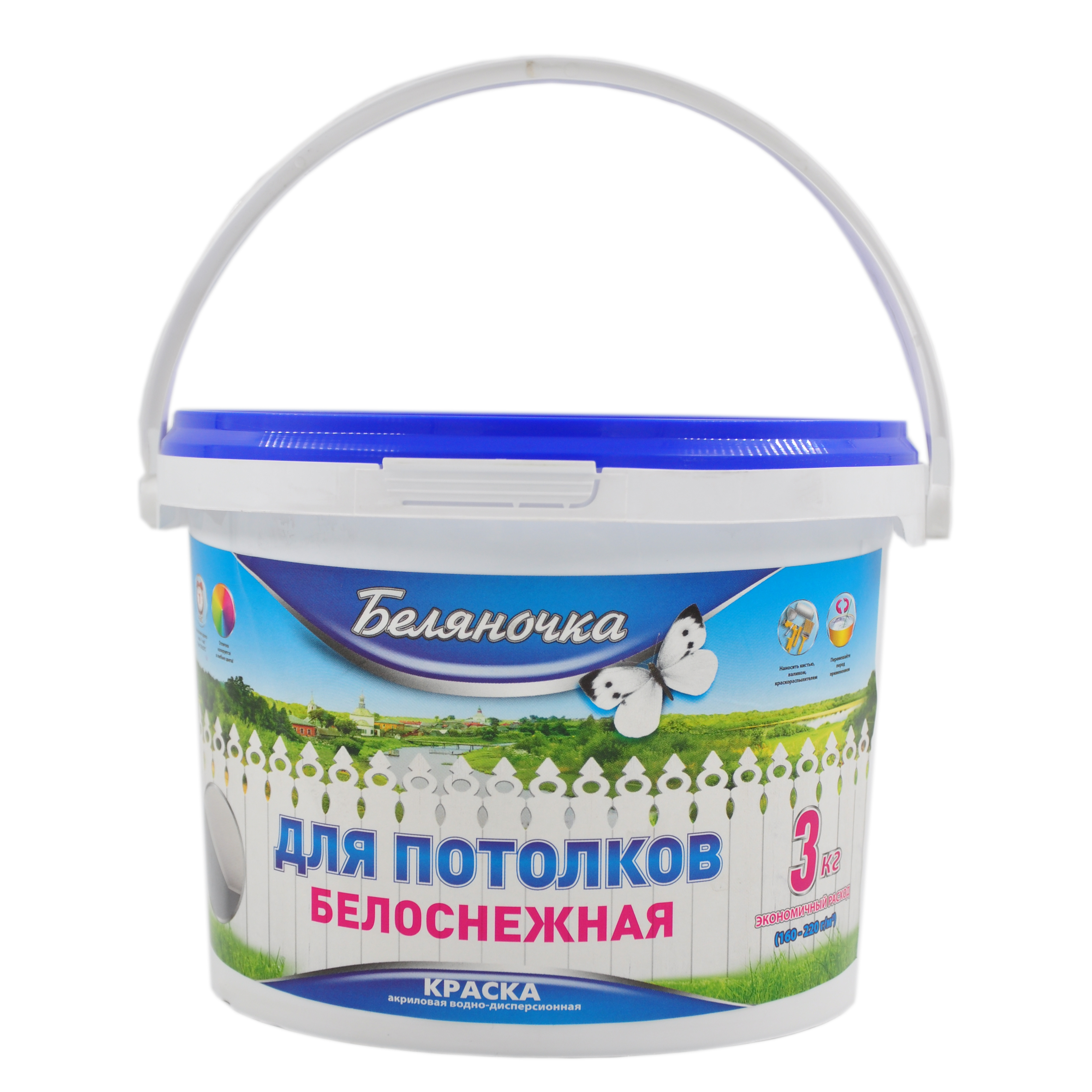 Краска Беляночка, потолок, 3 кг, ведро