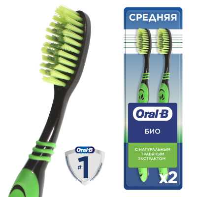 ORAL_B Зубная щетка Био 40 средняя 2 шт