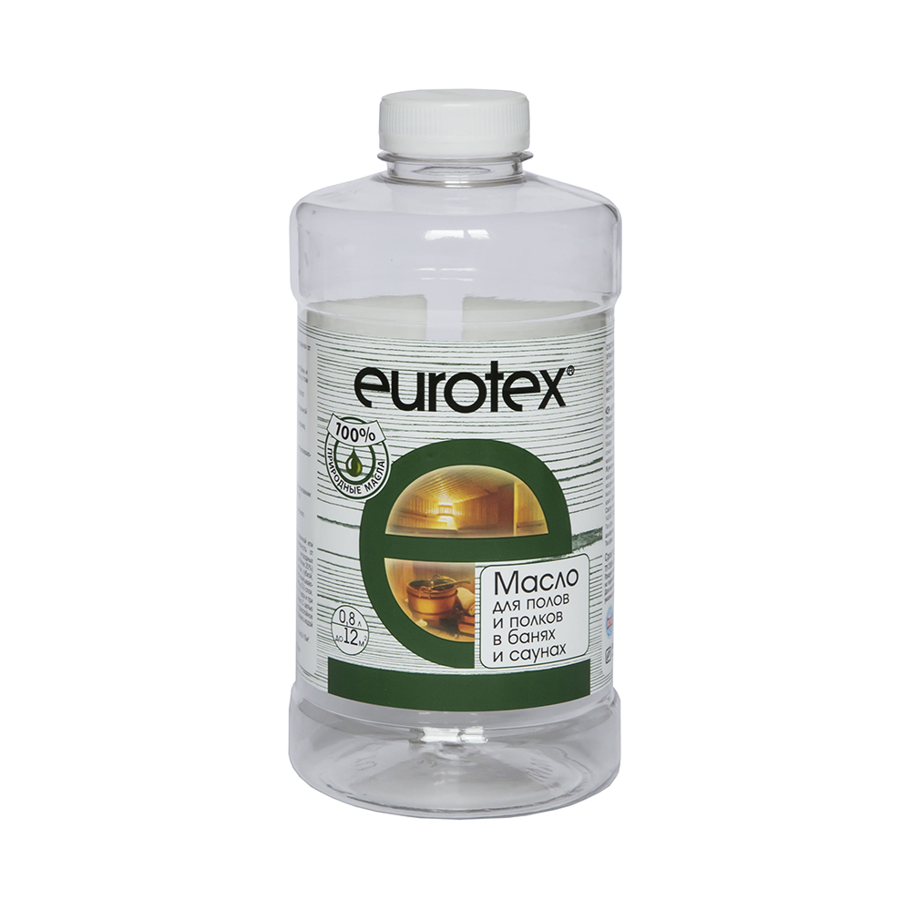Масло для защиты полков Eurotex Сауна, бесцветное, 0,8 л